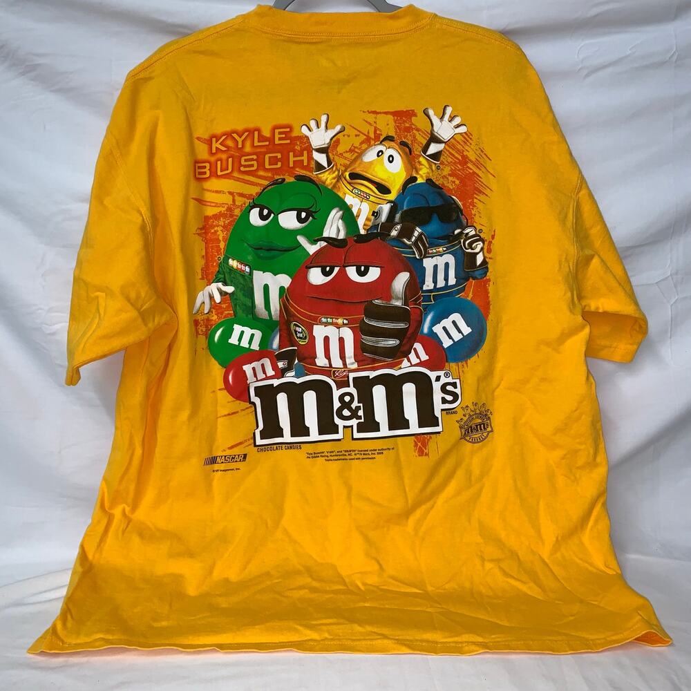 Vintage 2009 Kyle Busch #18 Joe Gibbs Racing NASCAR M&M T-Shirt Sz XL